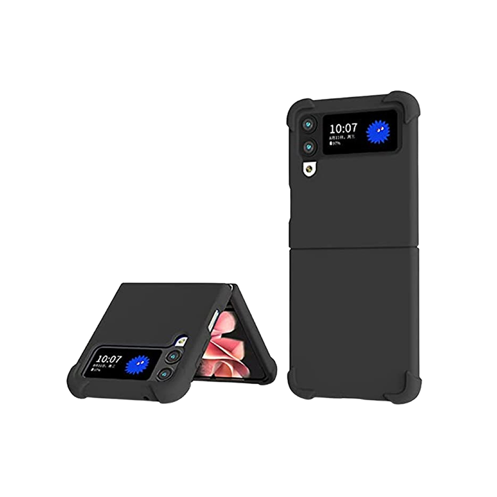 Compatible with Samsung Galaxy Z Flip 4 5G Case Full Premium Thin Transparent Hard PC Back Soft TPU Silicone Flexible Frame Anti-Drop Shockproof Slim Protective Phone Case -Black